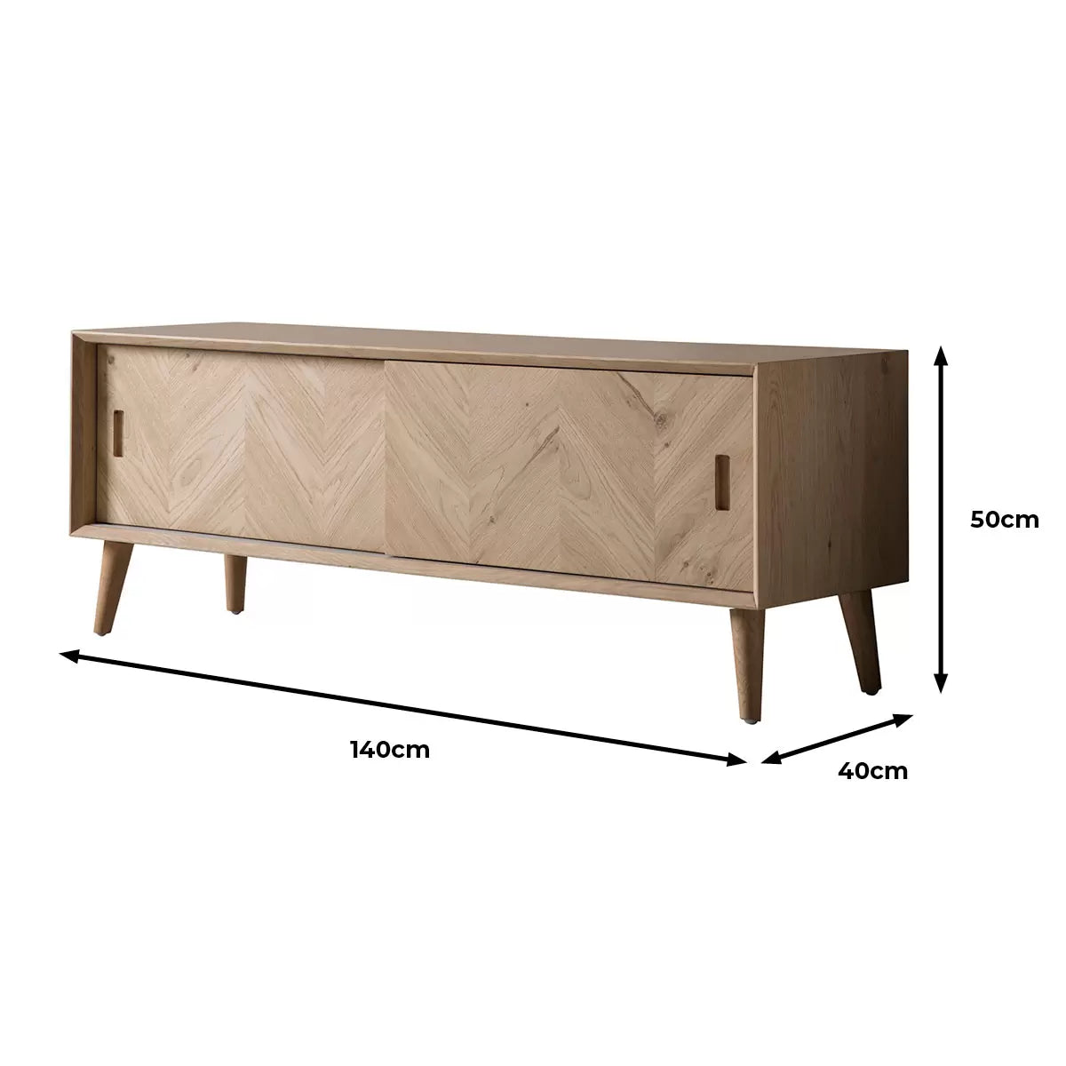 Gallery Milano Oak Entertainment Unit with storage shelves for TVs up to 55 inches in a modern living room