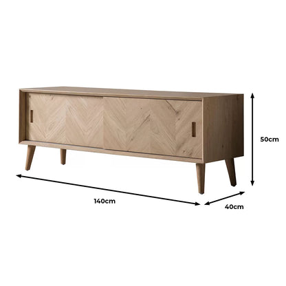 Gallery Milano Oak Entertainment Unit with storage shelves for TVs up to 55 inches in a modern living room