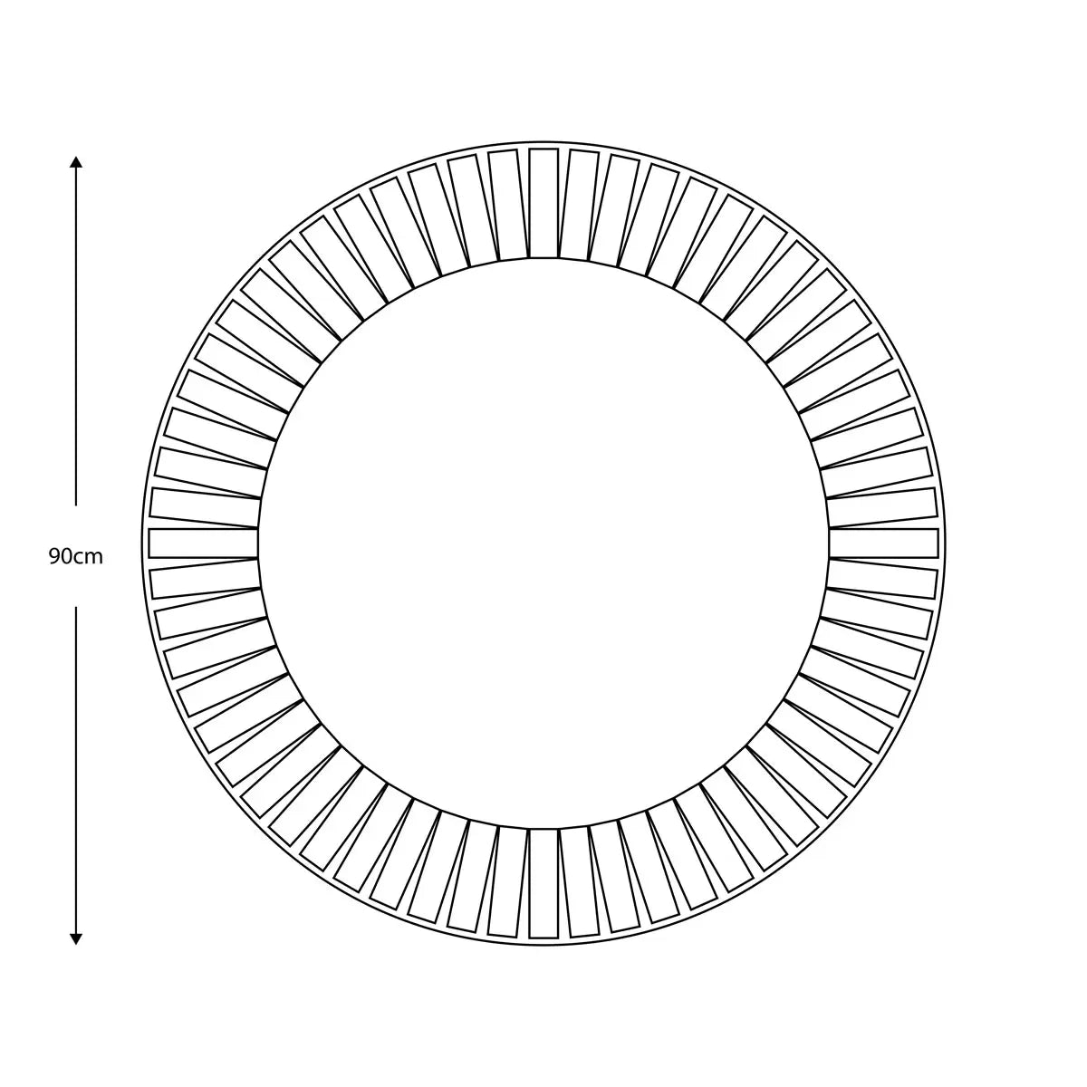 Gallery Mondello 90cm round wall mirror featuring an intricate mosaic border of bevelled glass pieces mounted on a modern living room wall.