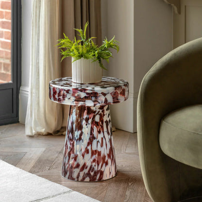 Gallery Murano Brown Glass Side Table with elegant brown glass finish for modern home décor