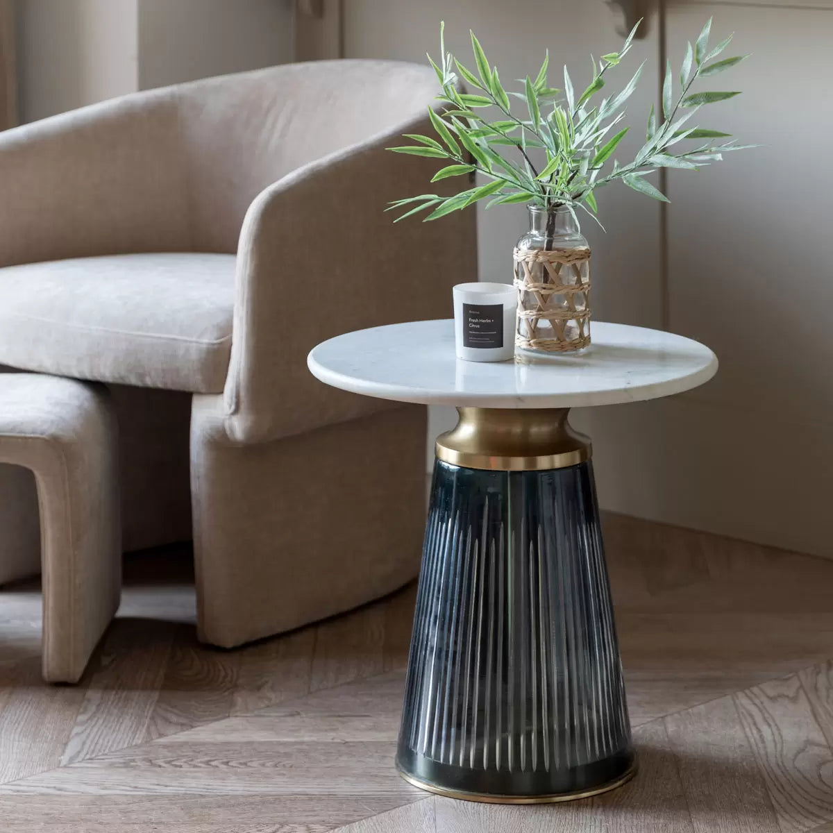 Gallery Seville Blue Side Table with modern blue finish for living room and bedroom décor