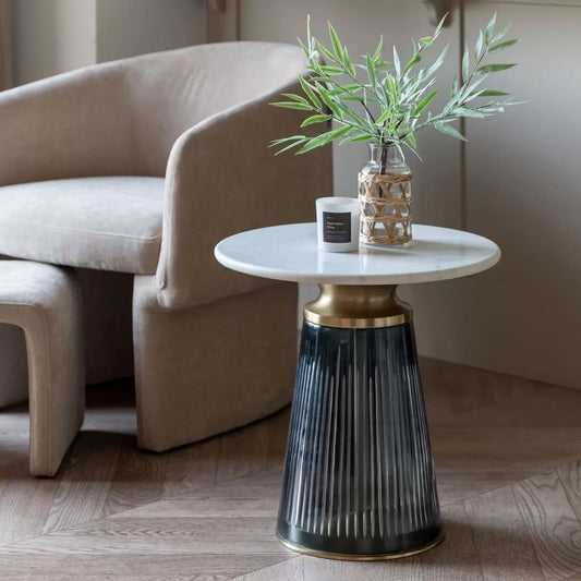 Gallery Seville Blue Side Table with modern blue finish for living room and bedroom décor