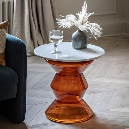 Gallery Turin Orange Side Table with bold orange finish for modern living room and bedroom décor
