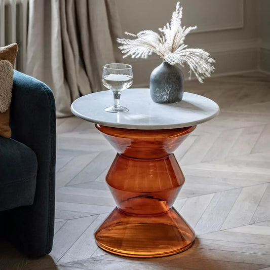 Gallery Turin Orange Side Table with bold orange finish for modern living room and bedroom décor