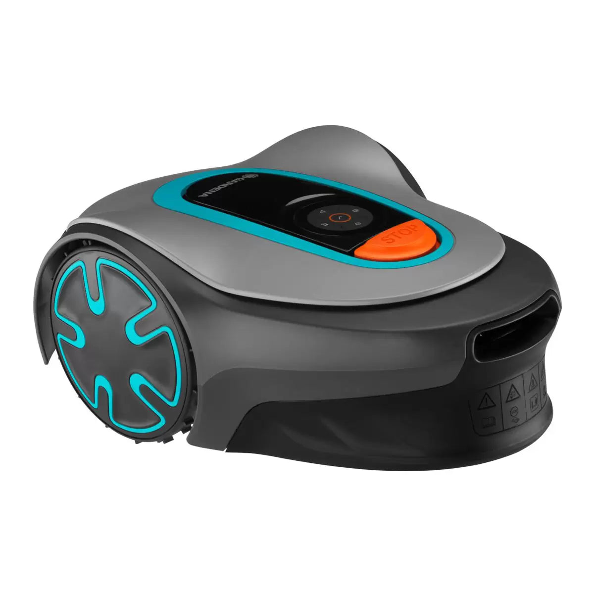 Gardena Sileno Minimo smart robotic lawn mower with charging station maintaining a small residential garden up to 250 square metres