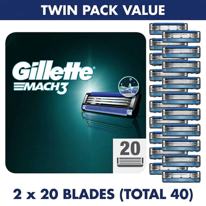 Gillette Mach3 Razor Blades 40 Pack with Melitta Cremio II Black Milk Frother bundle