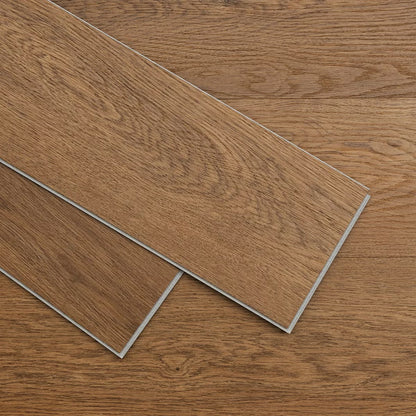 Golden Select Hampstead oak-effect SPC luxury vinyl plank featuring click-lock profile and pre-attached foam underlay displayed in a contemporary kitchen setting.