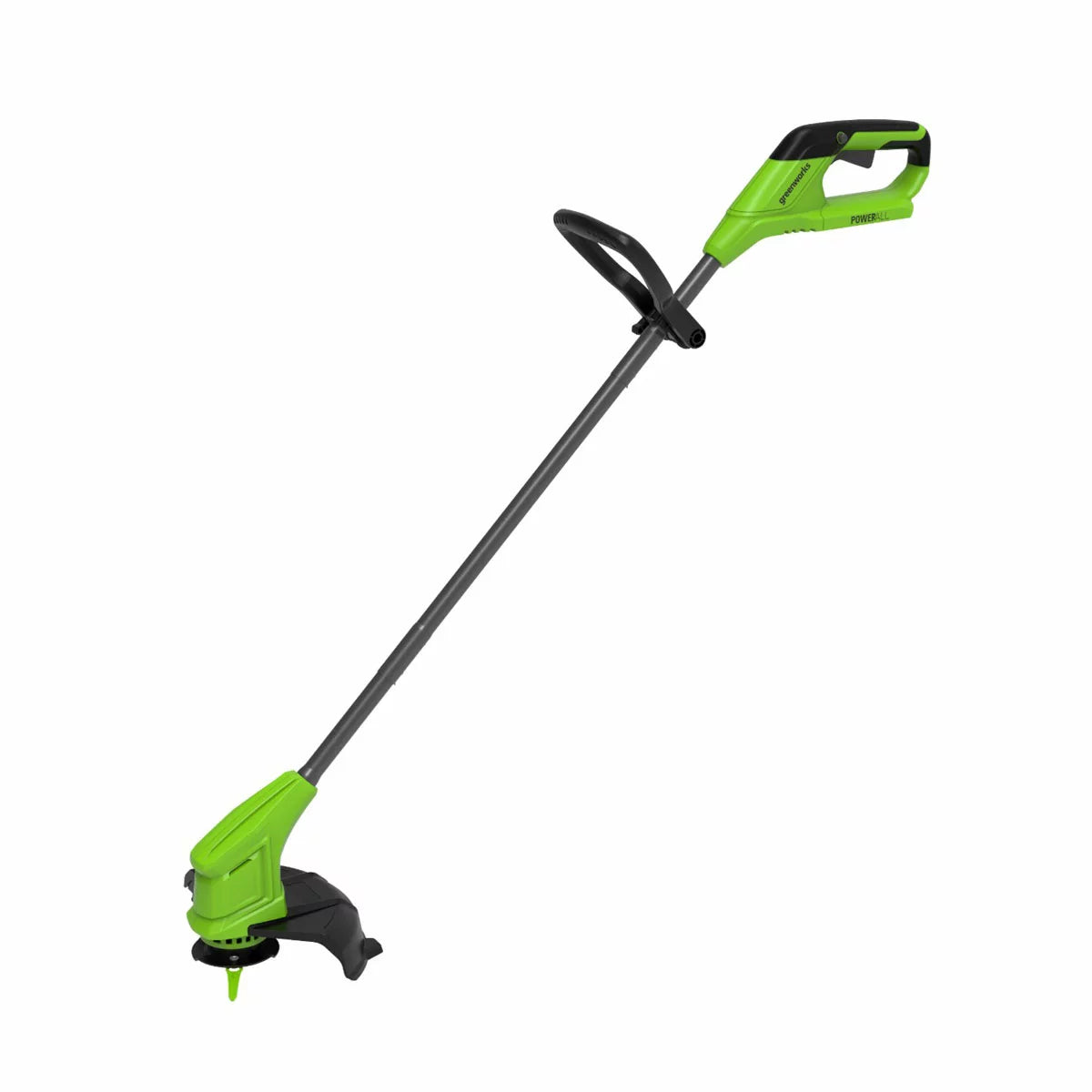 Greenworks cordless lawn mower and line trimmer bundle maintaining grass and garden edges in a residential garden