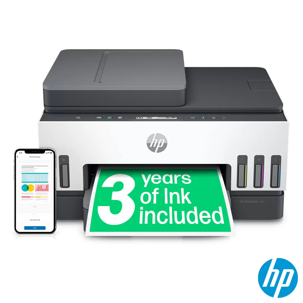 HP Smart Tank 7305 wireless ink tank printer all-in-one print copy scan colour home office device - 1