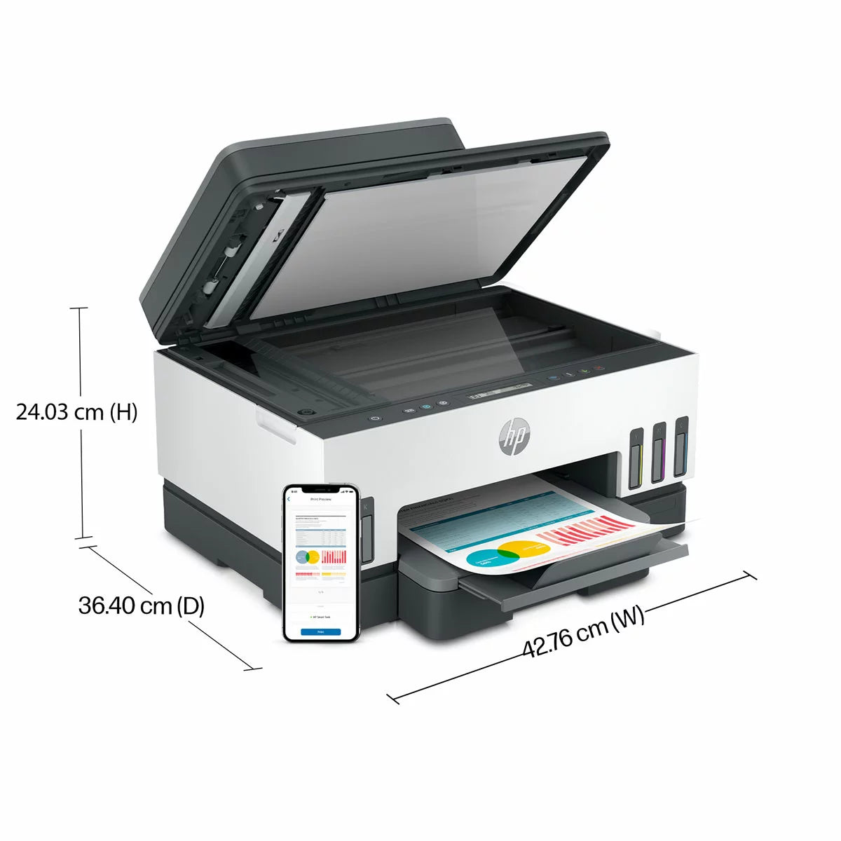 HP Smart Tank 7305 wireless ink tank printer all-in-one print copy scan colour home office device - 3