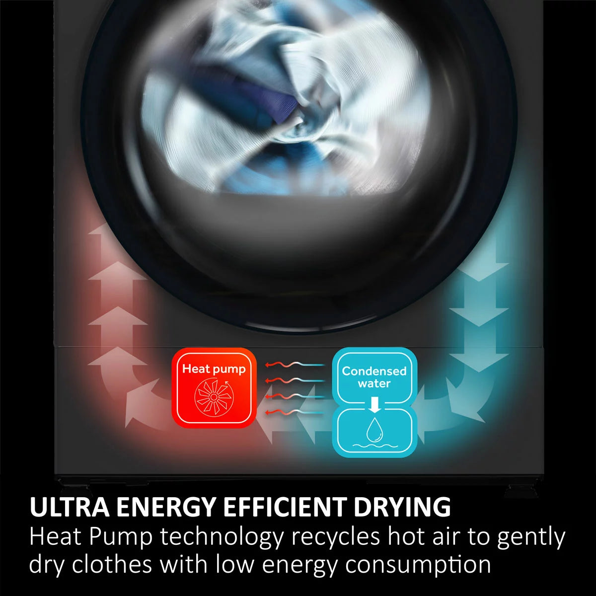 Haier HD100-C367U1-UK 10kg A++ Heat Pump Tumble Dryer in White with energy-efficient drying technology .