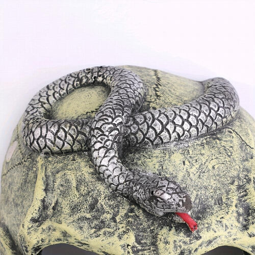 Full-head Halloween ghost and snake latex mask featuring realistic skeletal features and dark coiled serpent details against a neutral background.