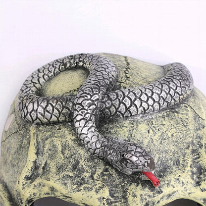 Full-head Halloween ghost and snake latex mask featuring realistic skeletal features and dark coiled serpent details against a neutral background.