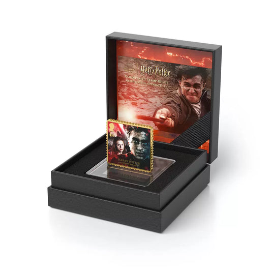 Official Harry Potter gold ingot collectable stamps by Royal Mail in premium collector display packaging