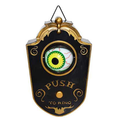 Shock trick-or-treaters with this illuminated black animated eyeball doorbell prop. Features spooky sounds. Order from Elite Store for swift UK dispatch.