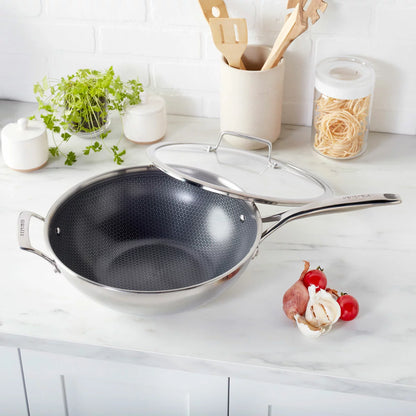 Henckels Paradigm 30cm stainless steel ceramic wok with non-stick coating for healthy stir-fry cooking