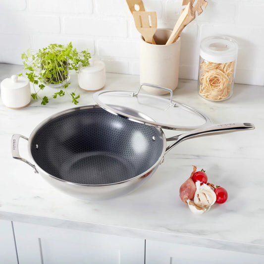 Henckels Paradigm 30cm stainless steel ceramic wok with non-stick coating for healthy stir-fry cooking