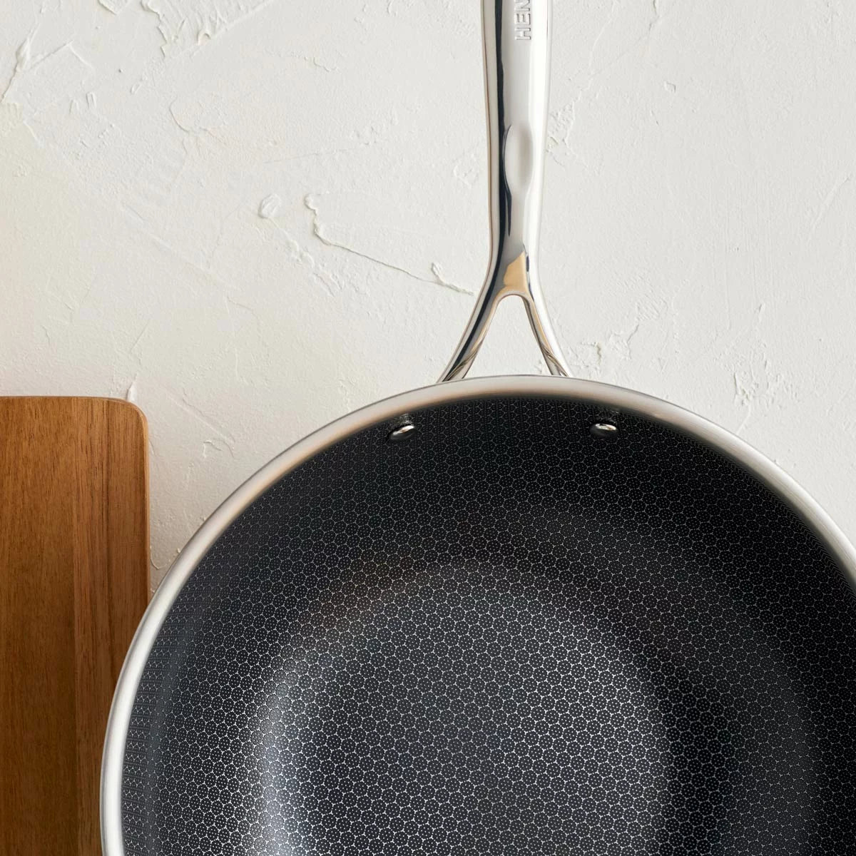Henckels Paradigm Stainless Steel Ceramic Wok 30cm with healthy non-stick ceramic coating for stir fry cooking and everyday meals.