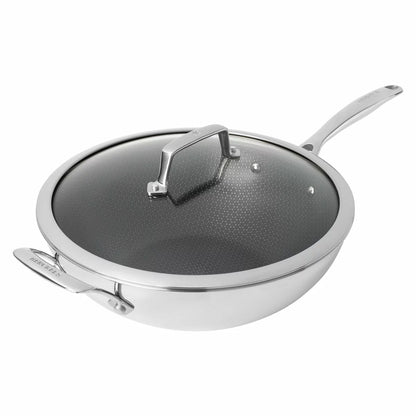 Henckels Paradigm Stainless Steel Ceramic Wok 30cm with healthy non-stick ceramic coating for stir fry cooking and everyday meals.