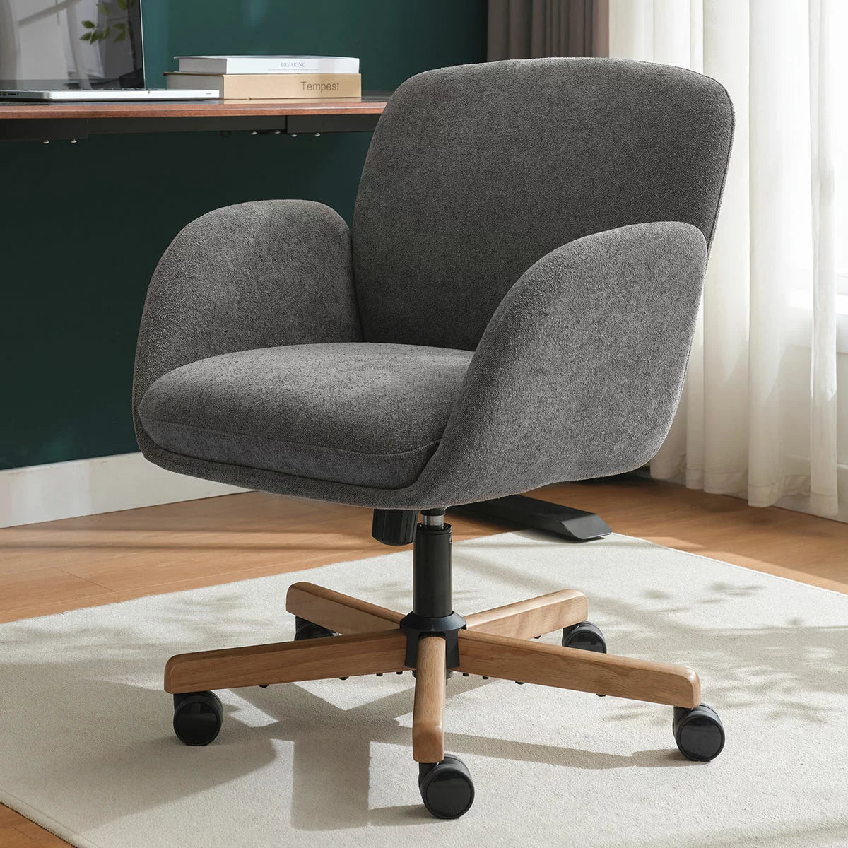 Grey Henredon Murphy Fabric Office Chair with ergonomic lumbar support and adjustable height for office use