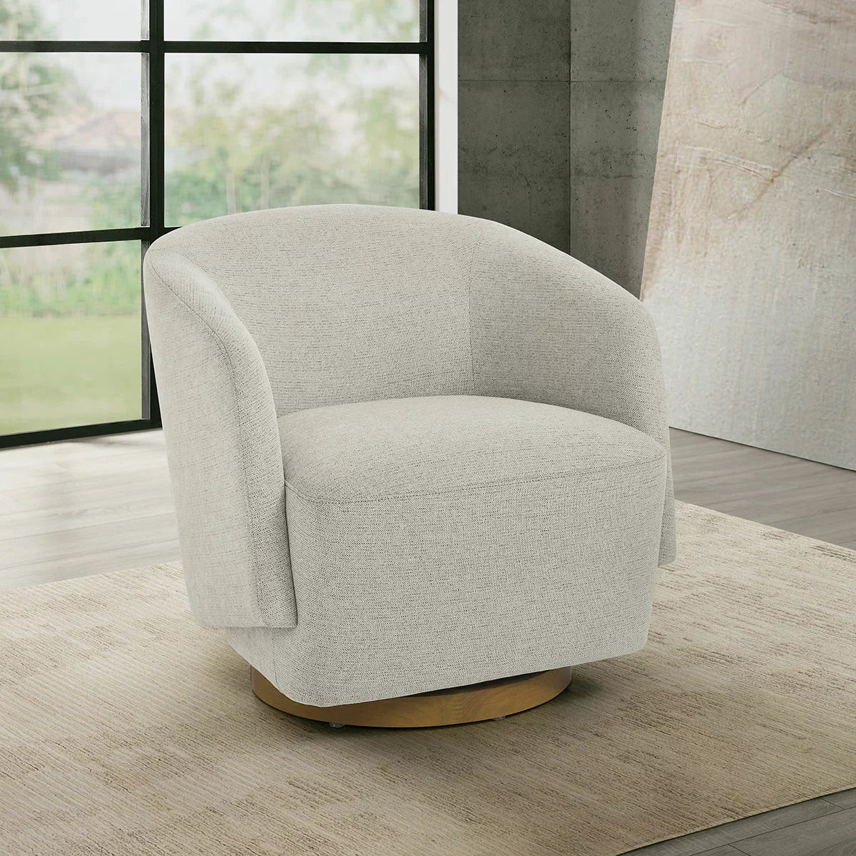 Henredon Murphy light grey fabric swivel chair with ergonomic padding and 360-degree rotation for home office seating