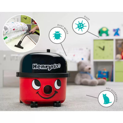 Henry Micro Corded Vacuum Cleaner HVR.200M-11 with Eco Brush cleaning carpets and hard floors using advanced dust filtration