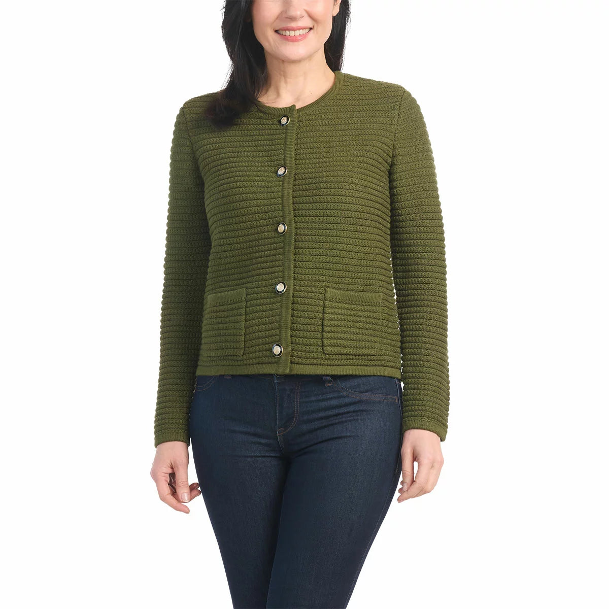 Hilary Radley textured knit jacket for women featuring a lightweight comfortable design for smart casual everyday wear