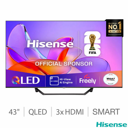 Hisense 43 Inch QLED Smart TV with 4K Ultra HD display and HDR vivid colour technology Hisense 43A7QTUK