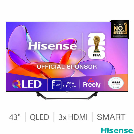 Hisense 43 Inch QLED Smart TV with 4K Ultra HD display and HDR vivid colour technology Hisense 43A7QTUK
