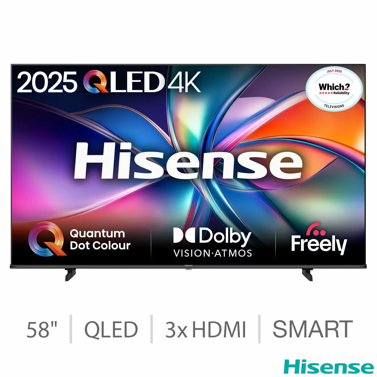 Hisense 58 Inch QLED Smart TV with 4K Ultra HD HDR display and Smart TV streaming features Hisense 58E7QTUK