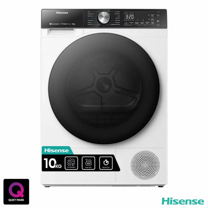 Hisense DH5S102BW 10kg A+++ Heat Pump Tumble Dryer in White with energy-efficient drying technology .