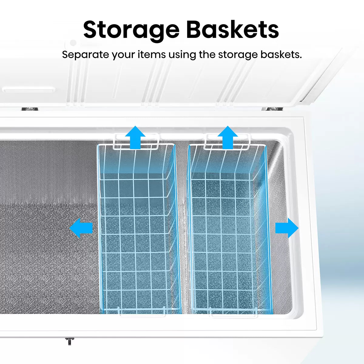 Hisense FC650D4AWLYE 500L high-capacity white chest freezer with E-rated energy efficiency and large frozen food storage.