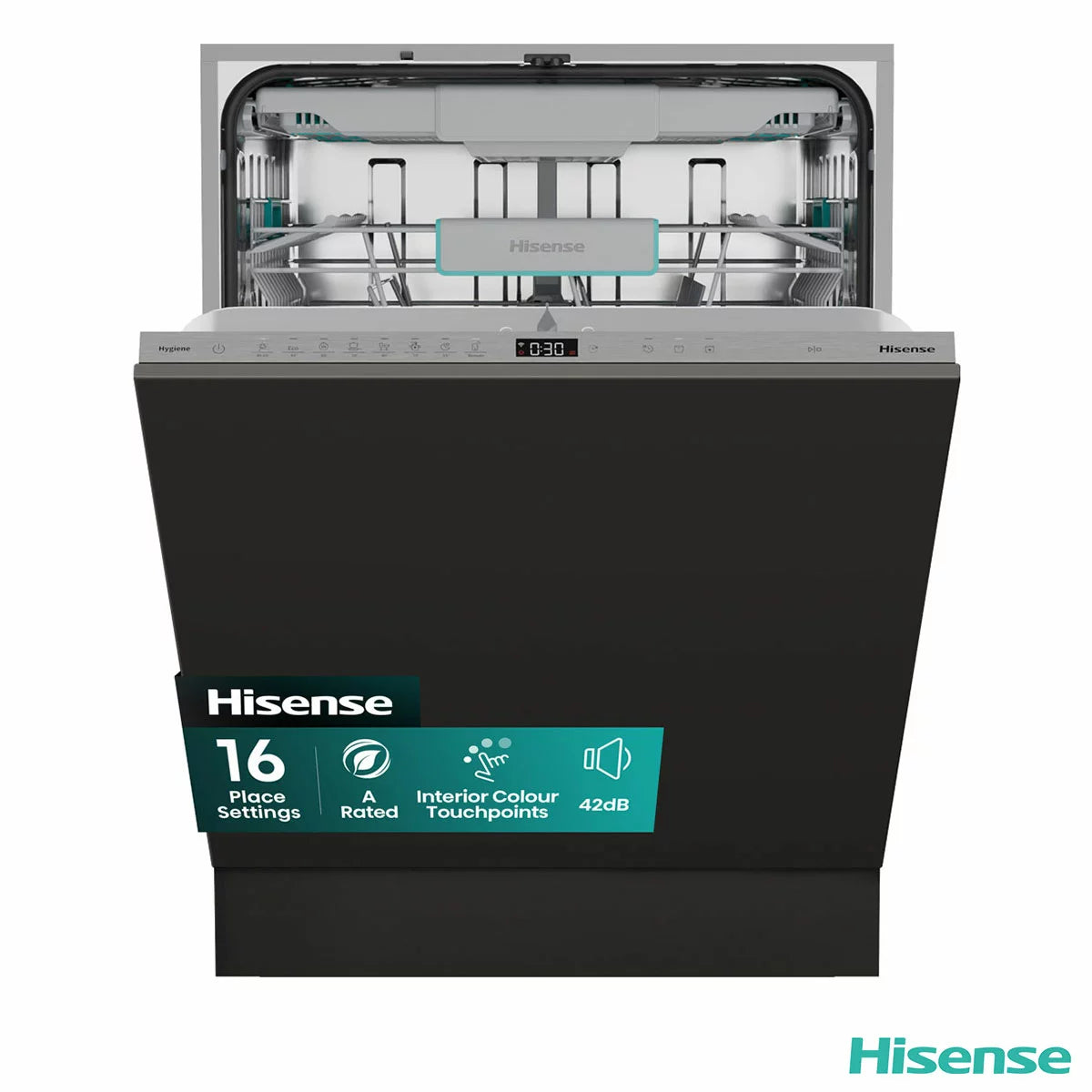 Hisense HV673A60UK fully integrated Wi-Fi enabled dishwasher with smart controls and full-size dishwashing capacity .