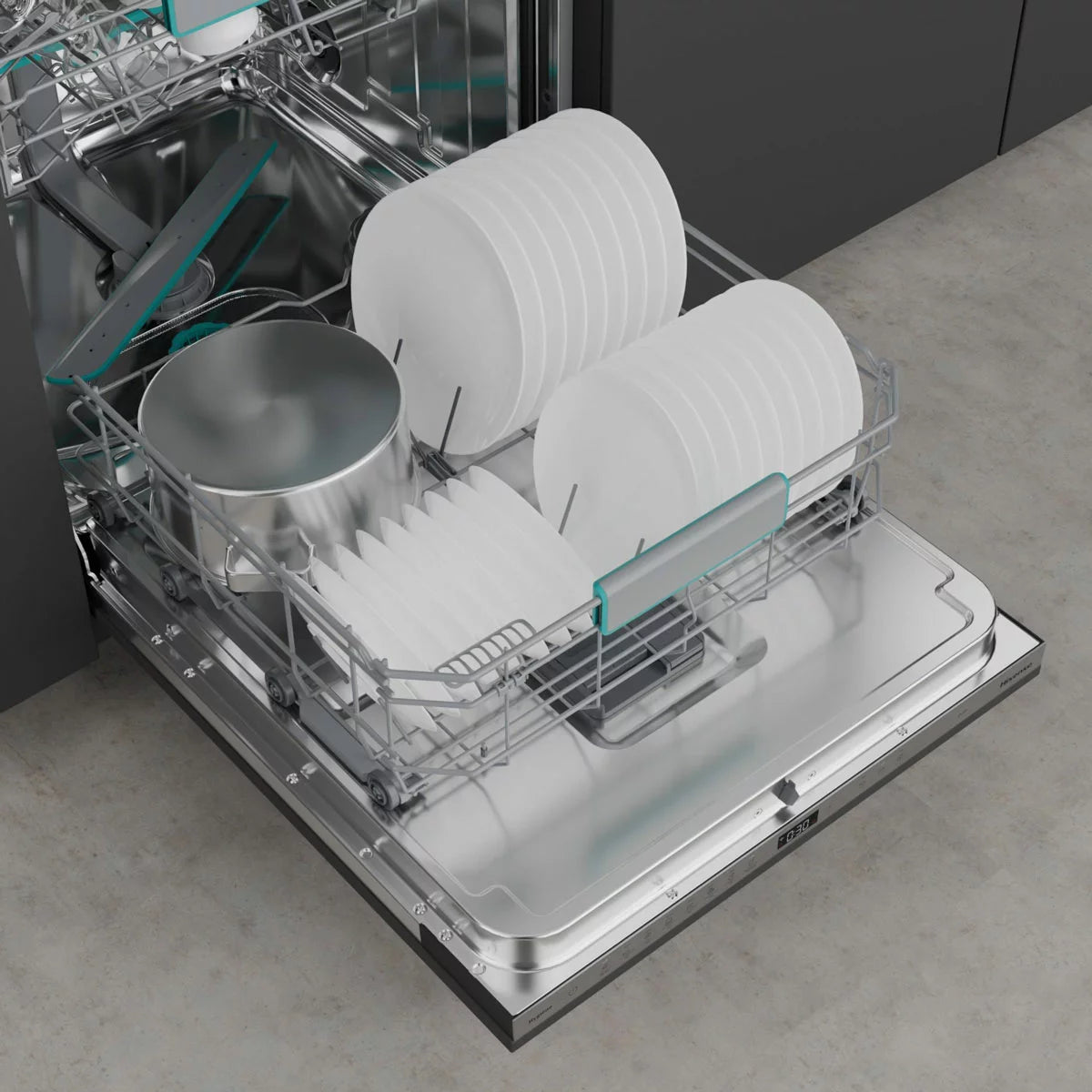 Hisense HV673A60UK fully integrated Wi-Fi enabled dishwasher with smart controls and full-size dishwashing capacity .