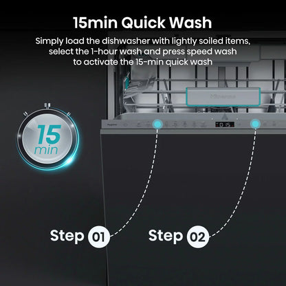 Hisense HV673A60UK fully integrated Wi-Fi enabled dishwasher with smart controls and full-size dishwashing capacity .