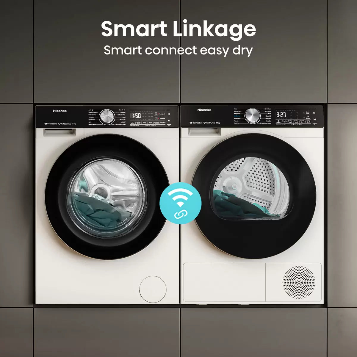 Hisense WF5S1045BW 10.5kg 1400rpm A Rated White Washing Machine with large capacity drum and energy-efficient performance .