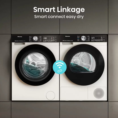 Hisense WF5S1045BW 10.5kg 1400rpm A Rated White Washing Machine with large capacity drum and energy-efficient performance .
