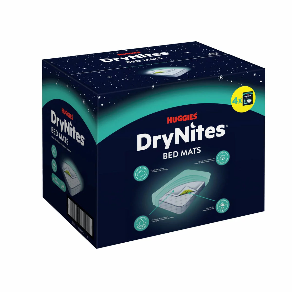Huggies DryNites Bedmats 4 x 7 Pack disposable absorbent mattress protection for children's bedwetting and toilet training