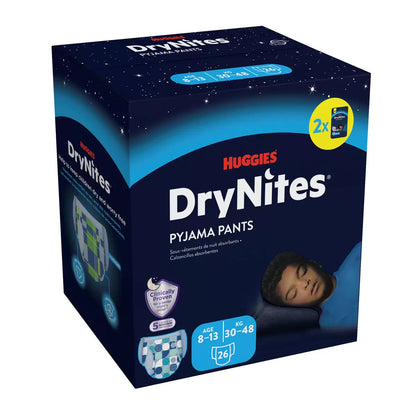 Huggies DryNites Bedwetting Pyjama Nappy Pants for Boys Aged 8-13 Years 30-48kg Pack of 26 Overnight Protection