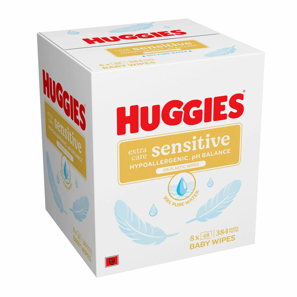 Huggies Plastic Free Extra Care Baby Wipes 8 x 48 pack for sensitive baby skin and gentle daily cleansing