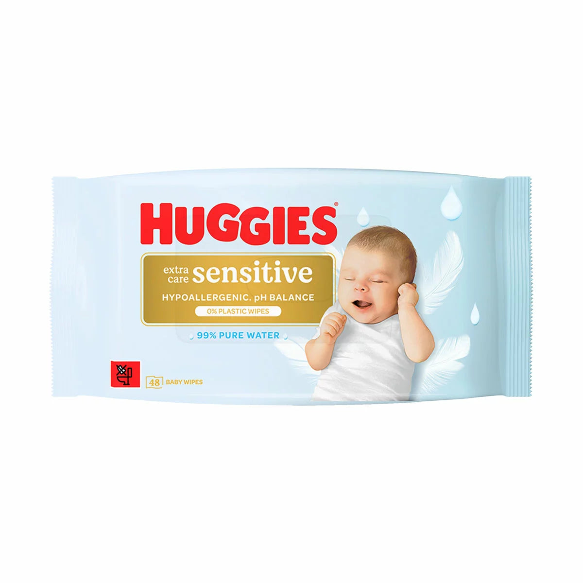 Huggies Plastic Free Extra Care Baby Wipes 8 x 48 pack for sensitive baby skin and gentle daily cleansing