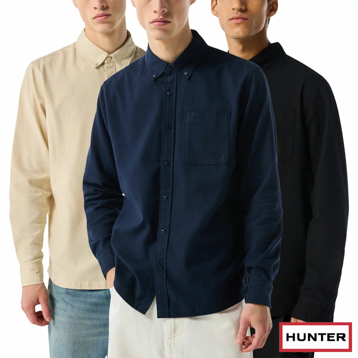 Hunter mens long sleeve casual shirt with breathable fabric and classic fit for outdoor and everyday wear/1