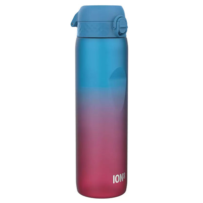 Trio of Ion8 Recyclon™ 1L Motivator bottles in Sonic Blue, Camouflage, and Blue & Pink colors.