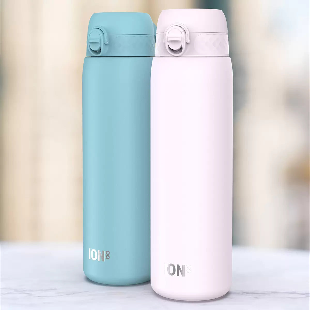 Ion8 Stainless Steel 1.2L Water Bottle 2 Pack with leakproof lids for sports, travel, gym, office, and everyday hydration.