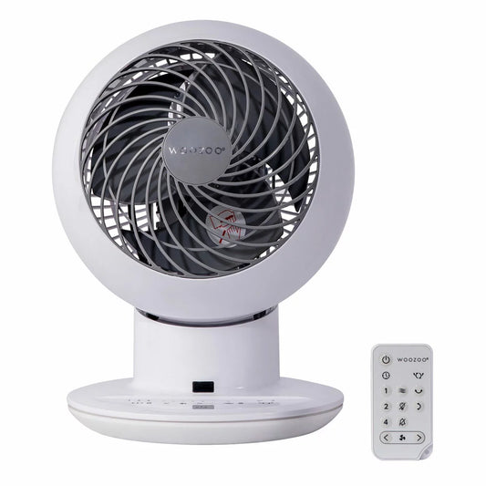 Iris Woozoo white air circulator fan with remote control for quiet home and office cooling