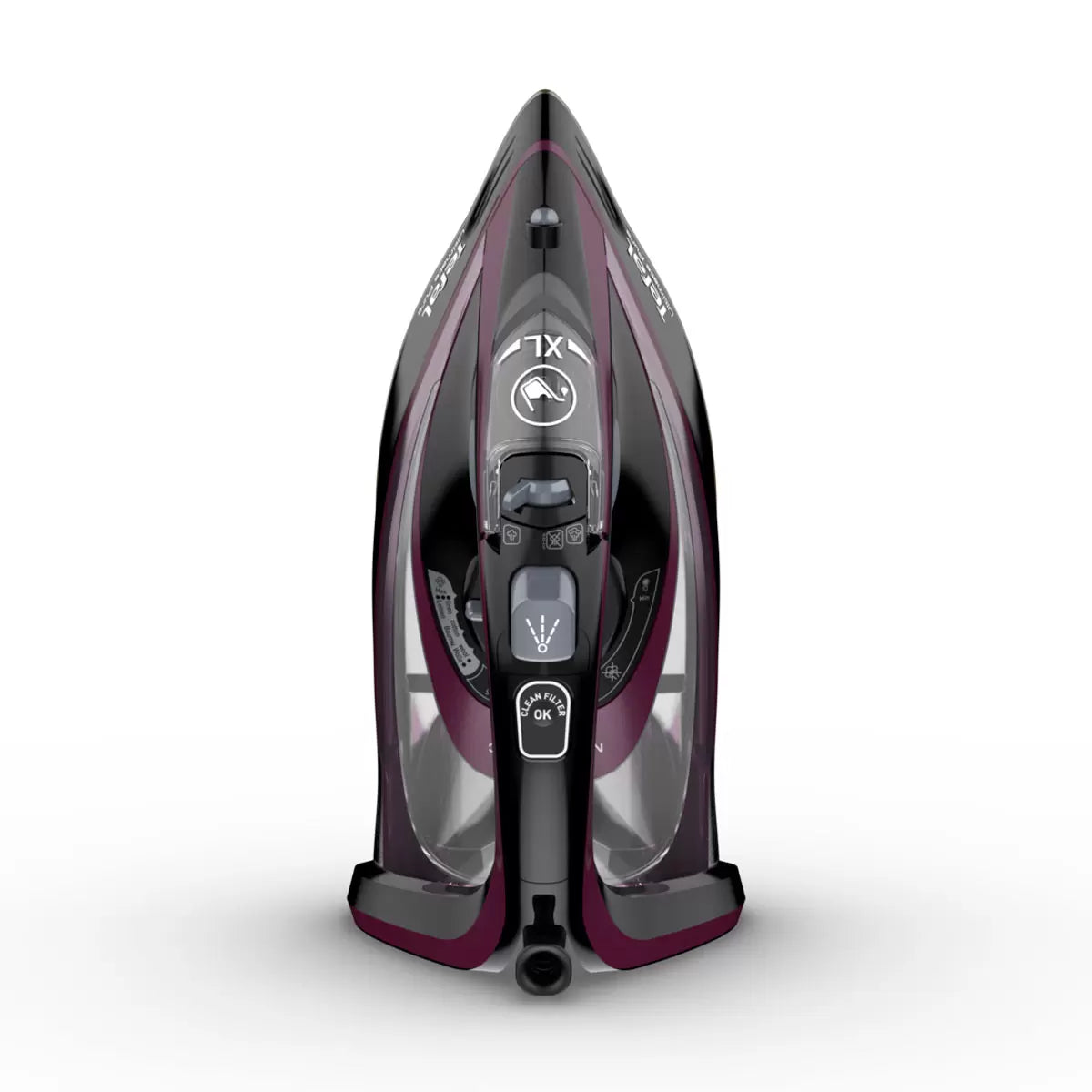 Tefal Ultimate Pure Steam Iron FV9830G1 with Pure Steam Technology and powerful anti-scale steam performance for wrinkle-free clothing.