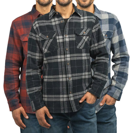Jachs Mens Flannel Shirt & Thermal 2 Pack in soft cotton flannel with breathable thermal top and button-down shirt/1