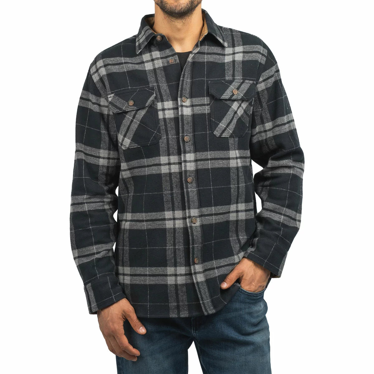 Jachs Mens Flannel Shirt & Thermal 2 Pack in soft cotton flannel with breathable thermal top and button-down shirt/2