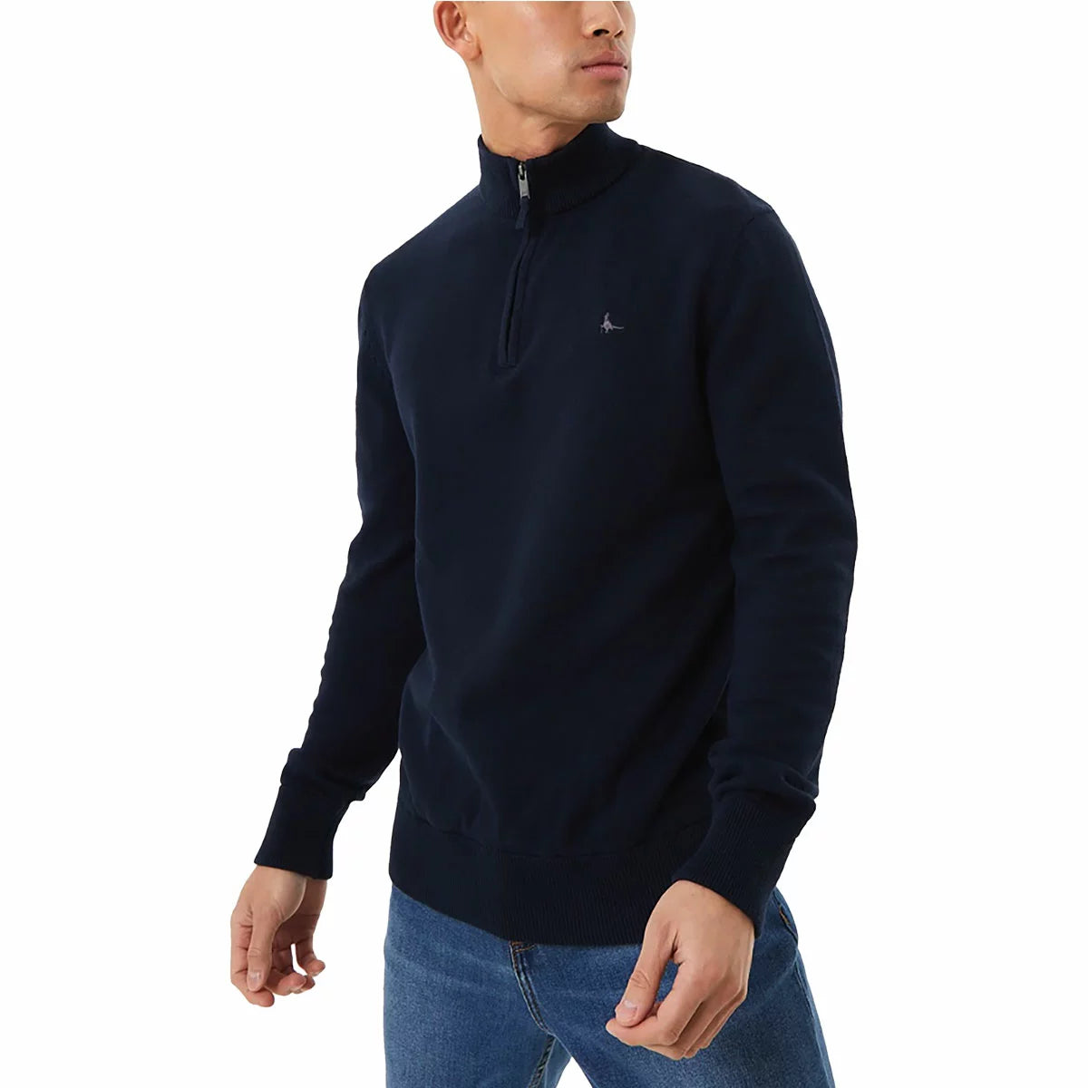 Jack Wills Men's Barchester 1/4 Zip Sweatshirt with soft cotton fabric, quarter zip collar, and ribbed hem design/2