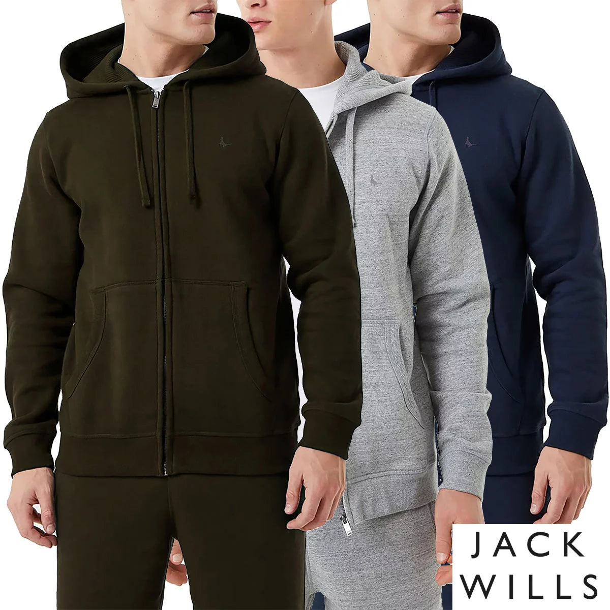 Jack Wills Men's Full Zip Hoody with fleece-lined fabric and casual everyday fit/1